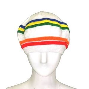 VTG Women’s Handmade Whimsy Festival Cozy Beanie Hat Stretchy Knit S M 6 3/4